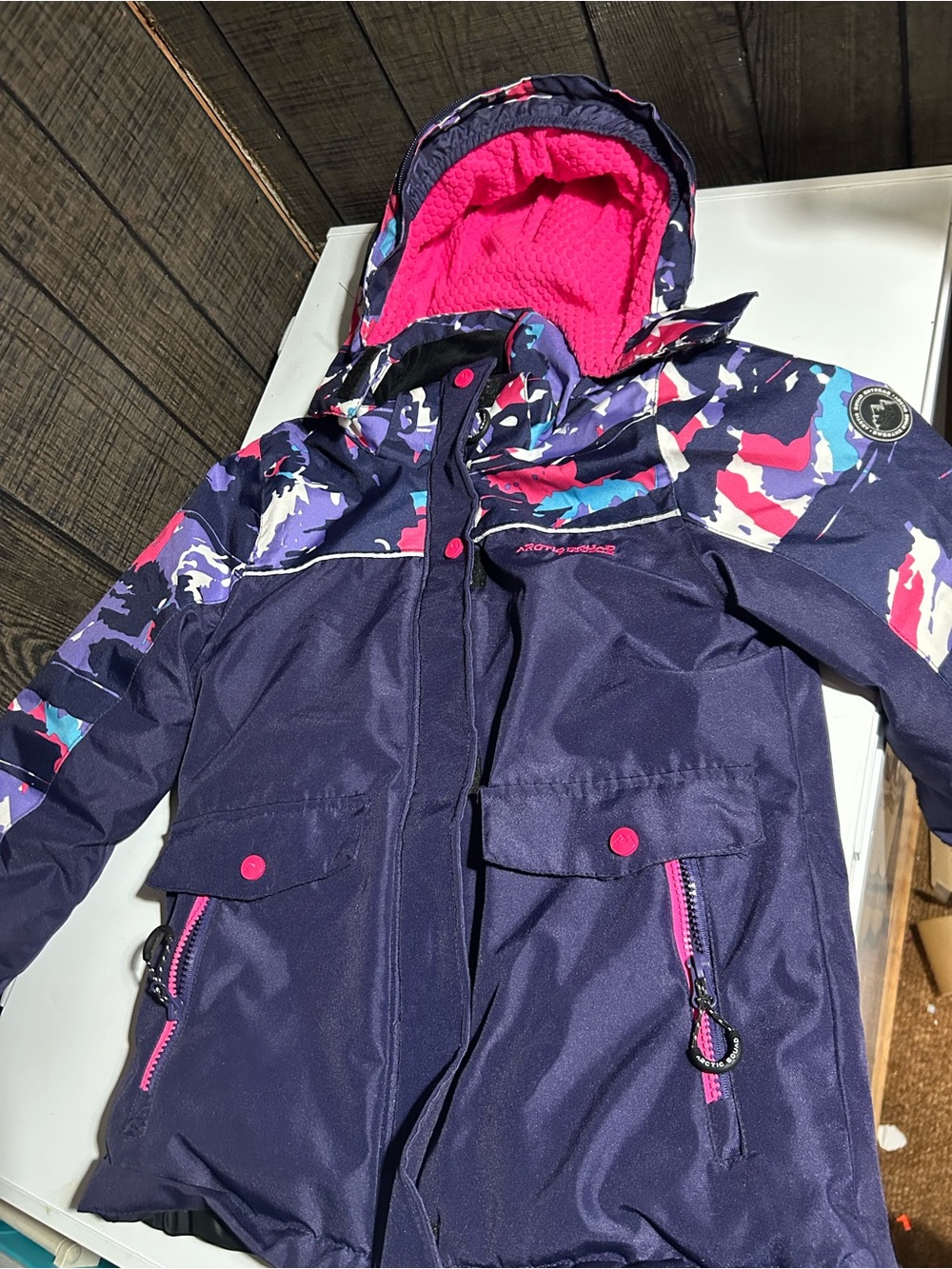 Girls size 7/8 Artic Squad Waterproof Hooded Winter Ski Jacket - dark purple